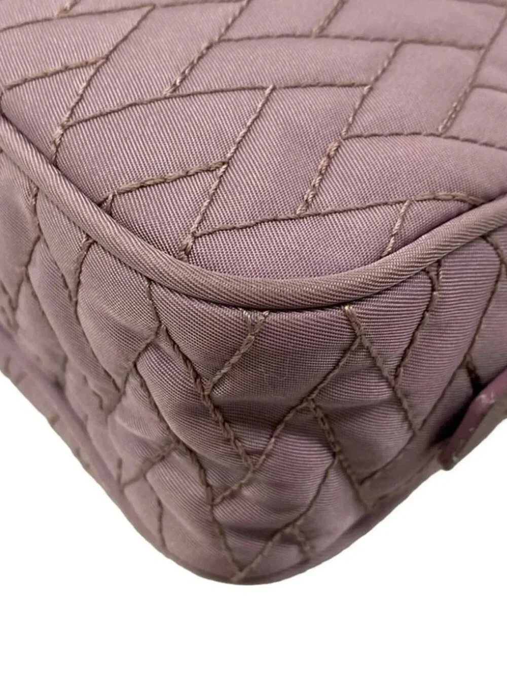 PRADA Light Purple Purple Nylon Leather Handbag